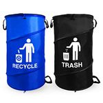 Gigco21 Large Durable Waterproof Combo pop up Recycle and Trash Collapsible Garbage containers, Trash cans with Zipper Cover Great for Outdoor and Indoor use - Camping, Party, Backyard