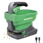 WORKPROX 7.2 V Grass Seed Spreader with 8-Flow-Rate, 6-Speeds and Adjustable Scatter Width, Lawn Seed Spreader with 2.0 Ah Built-in Battery for Seeds, Fertilizer and Rock Salt