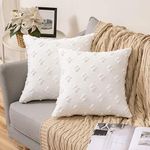 MIULEE Set of 2 Christmas Decorative Throw Pillow Covers Rhombic Jacquard Pillowcase Soft Square Cushion Case for Couch Sofa Bed Bedroom Living Room, 18x18 Inch, White