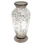 Britalia White Crackle Mosaic Glass Vintage Vase Table Lamp 38cm | Chrome Base | 1 x ES E27 Bulb Required (Not Included) | Study - Bedroom - Lounge | Desk Light