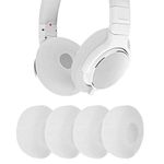 Geekria 2 Pairs Knit Fabric Headphones Ear Covers/Washable & Stretchable Sanitary Earcup Protectors for On-Ear Headset Ear Pads, Sweat Cover for Warm & Comfort (S/White)