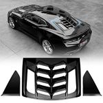 LitMiRaCle Rear and Side Window Louvers Wind Shutter Window Set, Bright Black Sun Shade Cover for Chevrolet Chevy Camaro in GT 2016-2022