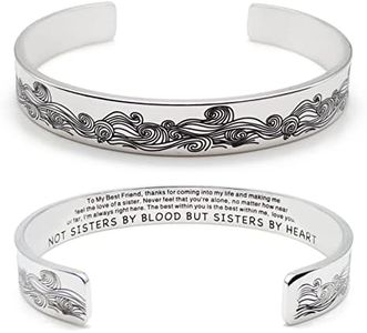 Inspirational Bracelets for Women Personalized Jewelry Gifts Cuff Bracelet with Sayings Motivational Bracelet with Hidden Message Engraved Bangles for Best Friend/Mom/Daughter, M, Stainless Steel,