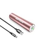 The Smallest 5000mAh Mini Power Bank, Quick Charge 2.4A Output Slim Portable Charger USB-C Input Battery Pack Compatible with iPhone 11 X XS MAX XR 8 7 6s plus iPad Samsung Galaxy Cell Phone Rose Gold