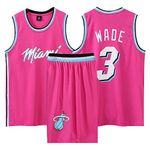 Kids/Adult Basketball Kit 2 Piece Sleeveless Basketball Training Jersey and Shorts Set, Kids/Adult Basketball Vests Jersey and Short, Basketball Kit No.3 for Kids/Adult Pink S