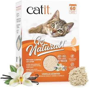 Catit Go Natural Vanilla Scented Pea Husk Clumping Cat Litter, Deodorising, 99.9% Dust-Free, Fast Clumping Cat Litter, Plant-Based Litter for Cats & Kittens, 5.6kg (2 x 2.8kg)