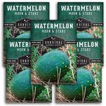 Survival Garden Seeds - Moon & Stars Watermelon Seed for Planting - 5 Packs with Instructions to Plant & Grow Melons in Your Home Vegetable Garden - Rare Super Sweet Non-GMO Heirloom Variety