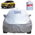 FABZEX Waterproof Car Body Cover Compatible Mahindra XUV 3XO (2024 Model) with Mirror and Antenna Pockets,Triple Stitched Anteena Pockets,Bottom Elastic with Buckle Silver Cover with Piping