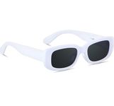 FUNGLASSES® Rectangle Sunglasses for Women Men Trendy Y2k Retro 90s Sun Glasses UV400 Protection Cool Square Frame (White)