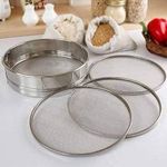 Xtend Smart Stainless steel 4 in 1 interchangeable sieves for Wheat Rice Atta Maida Sieve (Silver Pack of 5)