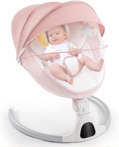 Soobaby Baby Swing for Infants,Electric Bouncer for Babies,Portable Swing for Baby Boy Girl,Remote Control Indoor Baby Rocker with 5 Sway Speeds,Music and Bluetooth,Dark Pink