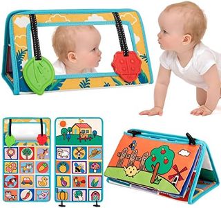 Wisplye Specchio per Bambini, Giochi Montessori Neonati 0 3 6 12 Mesi, Libro Neonato Sensoriale Stoffa con Modelli in Colori, Tummy Time Giocattoli Massaggiagengive Educativi Regali