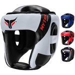 Mytra Fusion AD Head Guard Boxing Headgear MMA Head Guard Martial Arts headgear for Protection & Training (Black/White, L/XL)