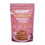 Gladful Strawberry Pancake Mix, No Maida, No Palm Oil, No Refined Sugar, Gluten Free, High Sprouted Protein, Low Carbs, Made with Jowar and Oats, Eggless 150 Gm - Pack of 1