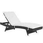 ROXXFLY -Swimming Pool Leisure Lounge Sun Lounger Sofa Garden Wicker Rattan Waterproof Lounger Daybed (White)