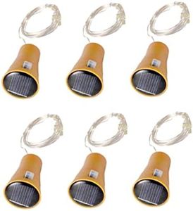 Cork Lights for Bottles, Bottle Lights Cork LED Solar Fairy Lights String with 1 m Copper Wire for DIY Party Wedding Decoration Cold White 6PCS