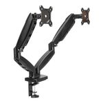 Amazon Basics Gas Spring Dual Computer Monitor Arm Mount, Adjustable, Holds up to 27" Monitors