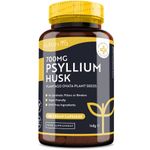 Psyllium Husks Fibre Supplement – 1400mg per Serving – Naturally High in Soluble Fibre – 180 Vegan Capsules – Supports Daily Rhythm – 100% Pure Plantago Ovata Plant Seeds – Made in The UK by Nutravita