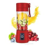 GaxQuly Blender For Smoothie And Juices & Protein Shakes | 6 Blade Usb Rechargeable Fruit Juicer for Gym, Office, School, Outdoor, Picnic, Travel | built-in Jar | (Red)