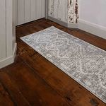 Boho Aztec Grey Trellis Antique Style Runner Rug Distressed Oriental Bedside Kitchen Island Hallway Rugs 60cm x 240cm