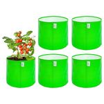 Anandi Green's Premium HDPE Uv Protected 260 GSM Round Green Colour Plant Grow Bag Suitable for Terrace and Vegetable Gardening Size 9X12 INCH Pack of 5