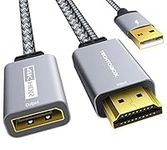 TECHTOBOX HDMI to DisplayPort Adapter 4K@60Hz [Braided, High Speed] HDMI Male to DP Female Converter Cable Compatible for PC Graphics Card Laptop Mac Mini NS PS5/4 Xbox One/360