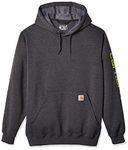 Carhartt Men's Midweight Sleeve Logo Hooded Sweatshirt (Regular and Big & Tall Sizes), Carbon Heather, 5X-Large