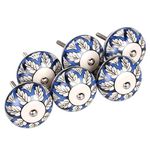 Sourcingmap 6 Pieces Vintage Shabby Knobs Blue and White Floral Hand Painted Ceramic Pumpkin Cupboard Wardrobe Cabinet Drawer Door Handles Pulls Knob, Robinia Idaho