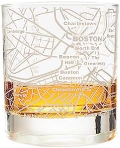 Greenline Goods Whiskey Glasses - 10 Oz Tumbler for Boston Lovers (Single Glass) - Etched with Boston Map - Old Fashioned Rocks Glass