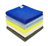 SOFTSPUN Microfiber Cloth - 5 pcs - 40x40 cms - 340 GSM Multicolor! Thick Lint & Streak-Free Multipurpose Cloths - Automotive Microfibre Towels for Car Bike Cleaning Polishing Washing & Detailing.