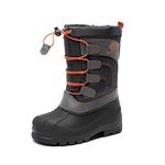 DREAM PAIRS Big Kid Knorth Navy Grey Orange Isulated Fur Winter Waterproof Snow Boots Size 4 M Big Kid