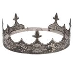 LEEMASING Crown Hair Jewelry Royal King Diadem Men Metal Big Tiaras For Halloween Costume (Black)