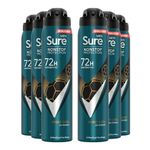 Sure Antiperspirant 72H Nonstop Sweat and Odour Protection Alcohol-Free Body Spray Anti-White Marks with Fresh and Sporty Scent Multi Fragrance Deodorant for Men, 250ml (Sport Cool, Buy 6)