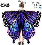 Tibeha Halloween Butterfly Wings for Girls - Kid Costume Cape with Mask, Antenna Headband, Hair Clips