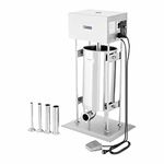 Royal Catering Electric Sausage Filler Maker Stuffer RCWF-15LE-H (15 l, 260 W, Foot Pedal, Stainless Steel, incl. Filling Tubes)