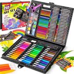 Cable World Arts and Crafts Supplies, 150-Pack Drawing Painting Set for Kids Girls Boys Teens, Coloring Art Kit Gift: Crayons, Oil Pastels, Watercolors Cake, Colored Pencils Markers