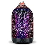 Essential Oil Diffuser 3D Firework Glass Aromatherapy Diffuser Electric Air Mist Scented Oil Aroma Diffuser Ultrasonic Waterless Auto Shut-Off 7-Color LED Lights for Home Office Yoga SPA Gift 120ml