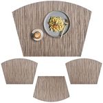 homEdge PVC Placemat, Wedge Place Mats, Washable Vinyl Placemats, for Round Table Set of 4-Tan