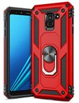 GREATRULY Ring Kickstand Phone Case for Samsung Galaxy A8 2018,Heavy Duty Dual Layer Drop Protection Case for Galaxy A8,Hard Shell + Soft TPU + Ring Stand Fit Magnetic Car Mount,Red