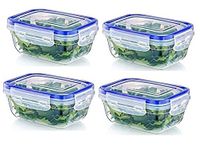 4 Pack Food Containers with Lids,Plastic Food Container Set,Small Food Storage Containers,BPA Free Kitchen Set,Baby Food Box,100% Leak Proof Lunch Box,Microwave Freezer Safe ((Pack 4) 400ML)