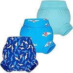 BIG ELEPHANT Baby Swim Diapers 3pcs, Reusable Adjustable Washable Waterproof Swimming Diaper for Boy's and Girl's, 12-24 Months