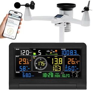 Urageuxy Wetterstation Wlan 7-in-1 mit Regenmesser & Windmesser, Innen-/Außenthermometer, Hygrometer, Luftdruck, UV-Index, Wettervorhersage, Mondphasen, für präzise Wetterdaten