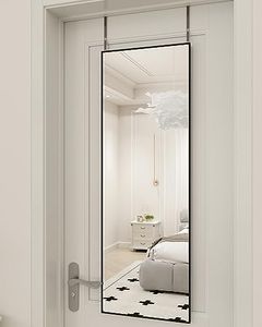 BEAUTYPEAK Full Length Mirror 16'' x 50'' Aluminum Alloy Over The Door Mirror Large Hanging Mirrors Wall Mounted Body Dressing for Bedroom, Living Room, Bathroom, Dorm Home Decor, Black