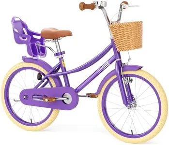 Glaf Toddler Girls Bike for 2-12 Years Old 12 14 16 20 Inch Girls Bike with Training Wheels and Baby Doll Seat Kids Bike Bicycle with Adjustable Seat Handlebar (20 Inch with Kickstand, Purple)