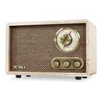 Victrola Retro Wood Bluetooth Radio with Built-in Speakers, Elegant & Vintage Design, Rotary AM/FM Tuning Dial, Wireless Streaming, Natural