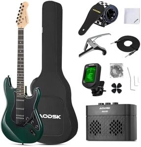 AODSK Electric Guitar, 39" Beginner Electric Guitar Kit, Matte Finish, HSS Pickups, Guitar Starter Kit with AMP, Includes Digital Tuner, Strings, Pick, Vibrato Bar, Capo, Strap, Gig Bag (Green)