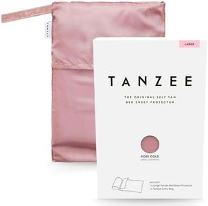 Tanzee Rose Gold, Vegan Art Silk, Tanning Sheet Protector - Help Prevent Fake Self Tan, and Spray Tan, Transfer Onto or Stain Your Sheets - Large Size