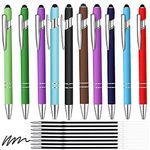 10pcs Ballpoint Pen with Stylus Tip, 1.0 mm Black Ink Metal Pen with BONUS 10pcs Ballpoint Pen Refills, 2 in 1 Stylus Ballpoint Pen for Touch Screens, Cute Pens Office Supplies for Women&Men.