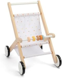 Freniland Wooden Baby Doll Stroller, Toddler Push Walker Toy, Doll Push Cart for Boys & Girls, Learning to Walk & Pretend Play Toy 18M+