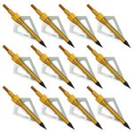 12Pack Hunting Broadheads, Archery Broadheads， 3 Blades Archery Broadheads 100 Grain Screw-in Archery Arrows Hunting Points， Metal Tips Compatible with Crossbow and Compound Bow